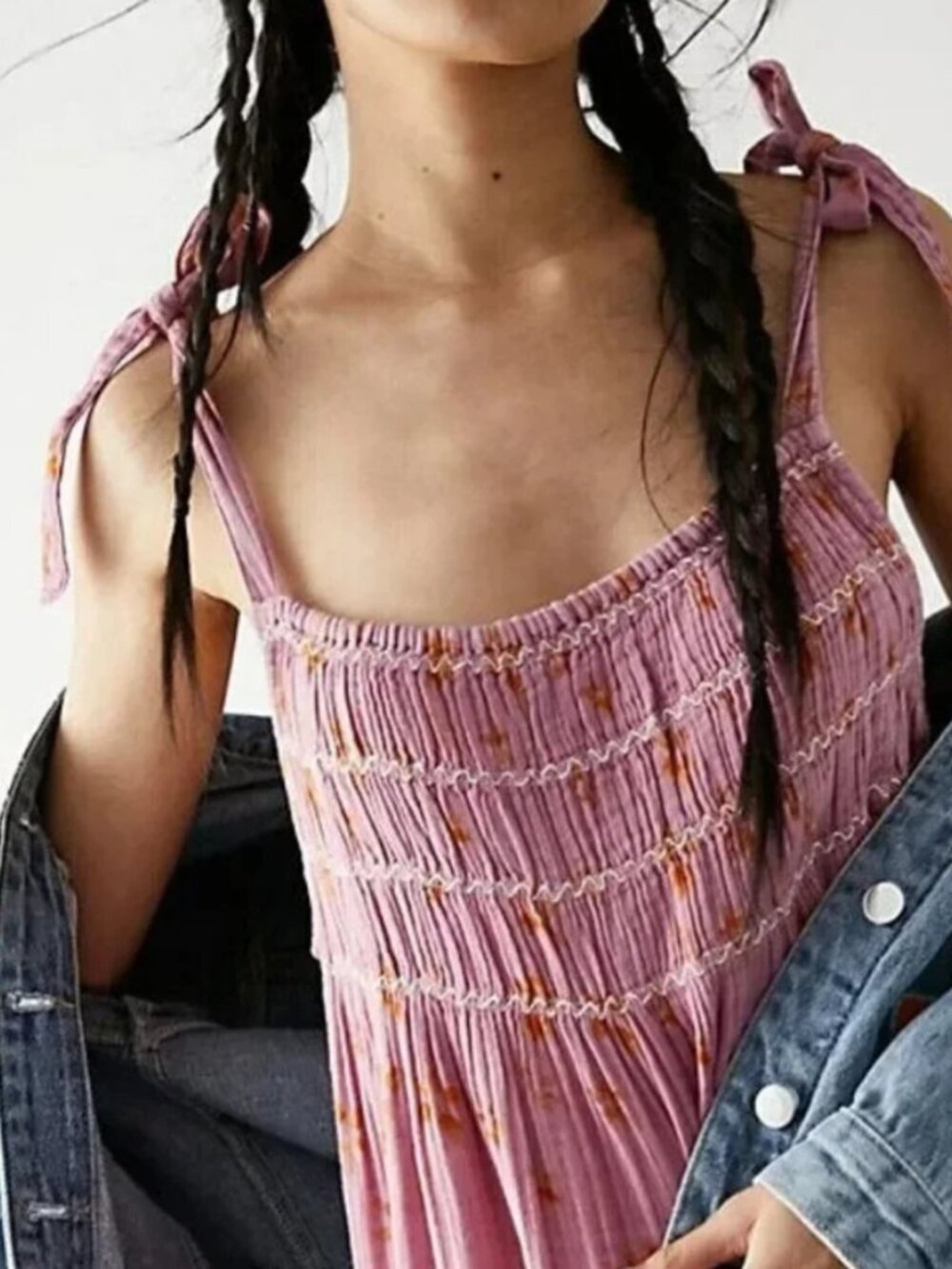 Free People Azure Maxi Dress Floral Printed Sleeveless Smocked Pink XS - Picture 4 of 10
